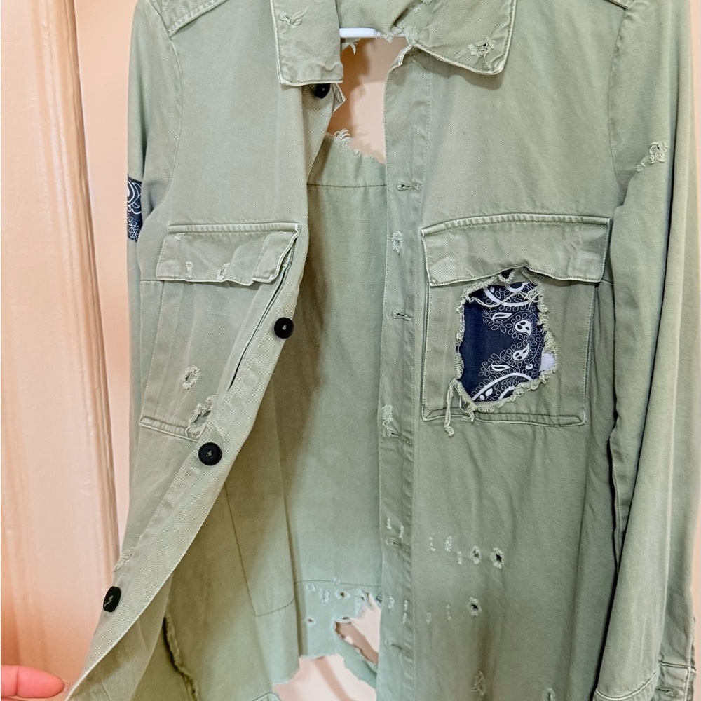 Zara Olive Green Denim Jacket